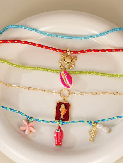 5 PCS BOHEMIAN PENDANT BEADED MULTI LAYER SUMMER NECKLACE