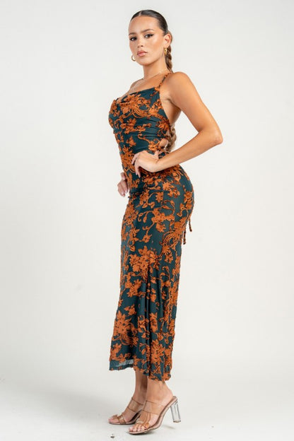 FLORAL EMBROIDERED MAXI DRESS