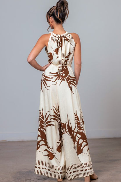 ROUND NECK BEADED DETAIL JUMPSUIT