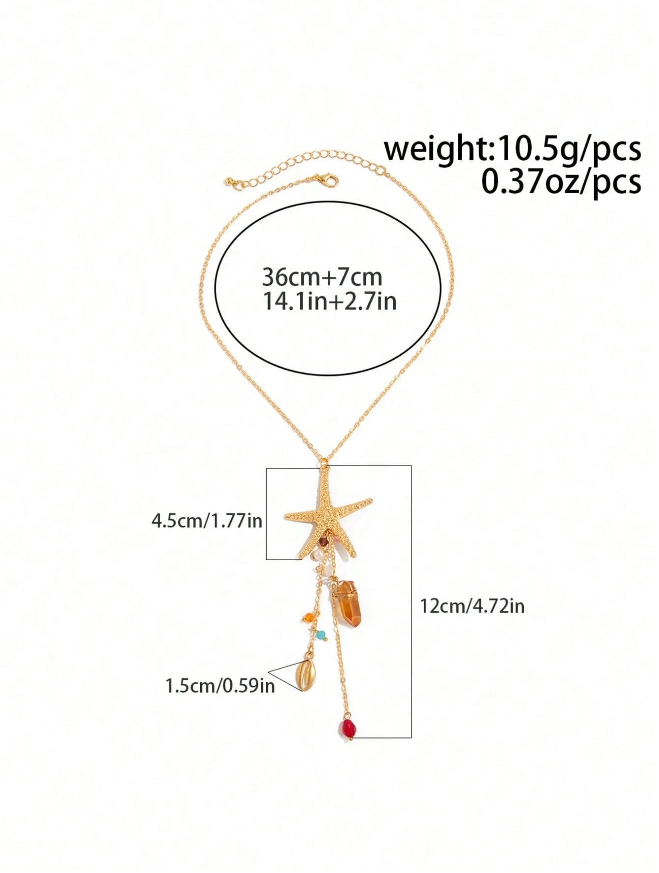 3 PCS FINE CHAIN STARFISH PENDANT NECKLACE & EARRINGS SET