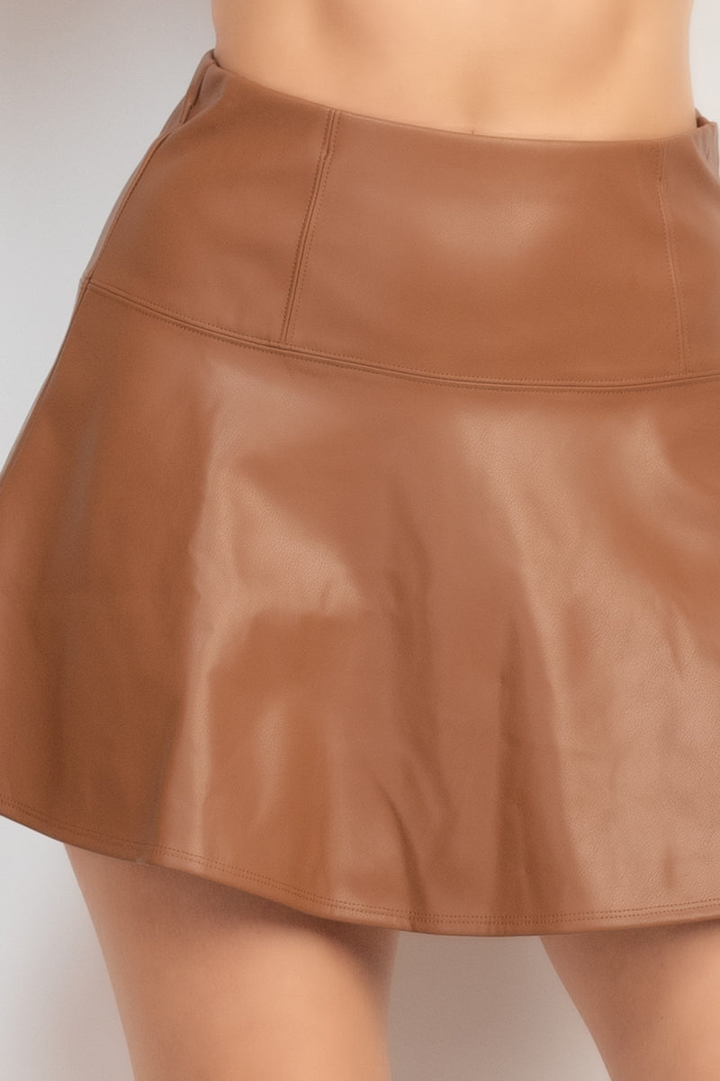 High Waist Faux Leather Skirt