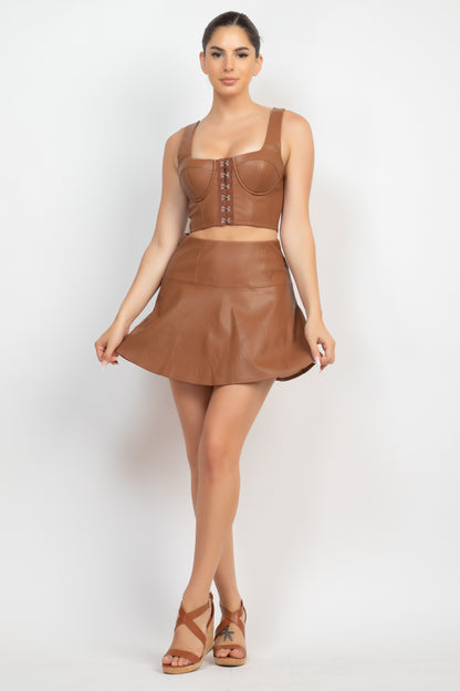 High Waist Faux Leather Skirt