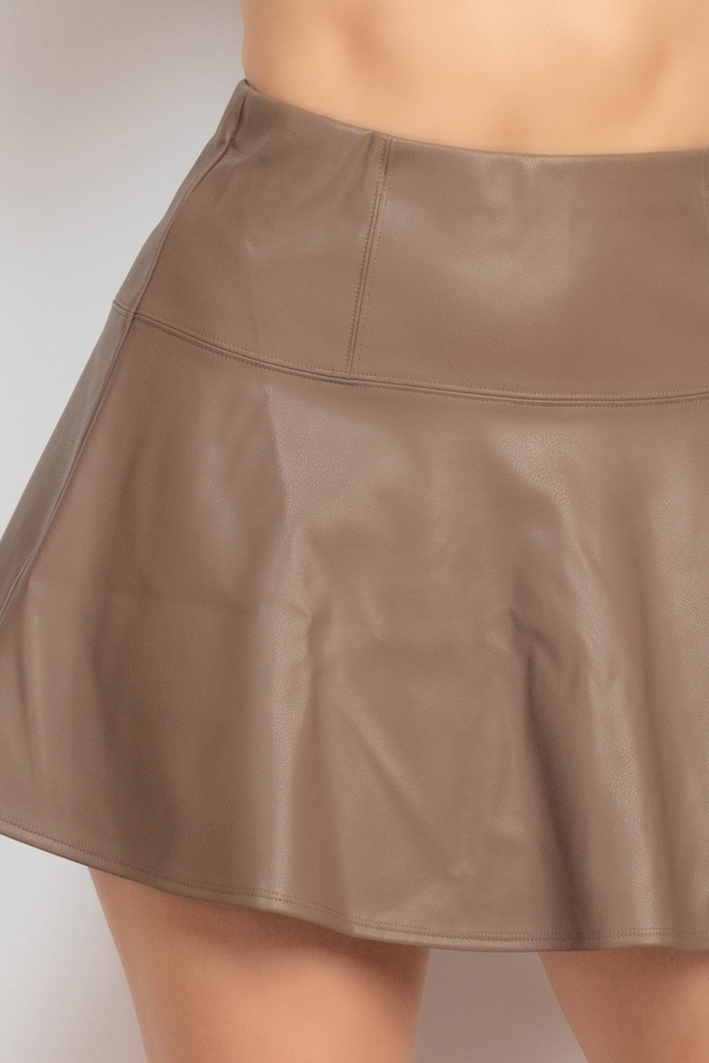 High Waist Faux Leather Skirt