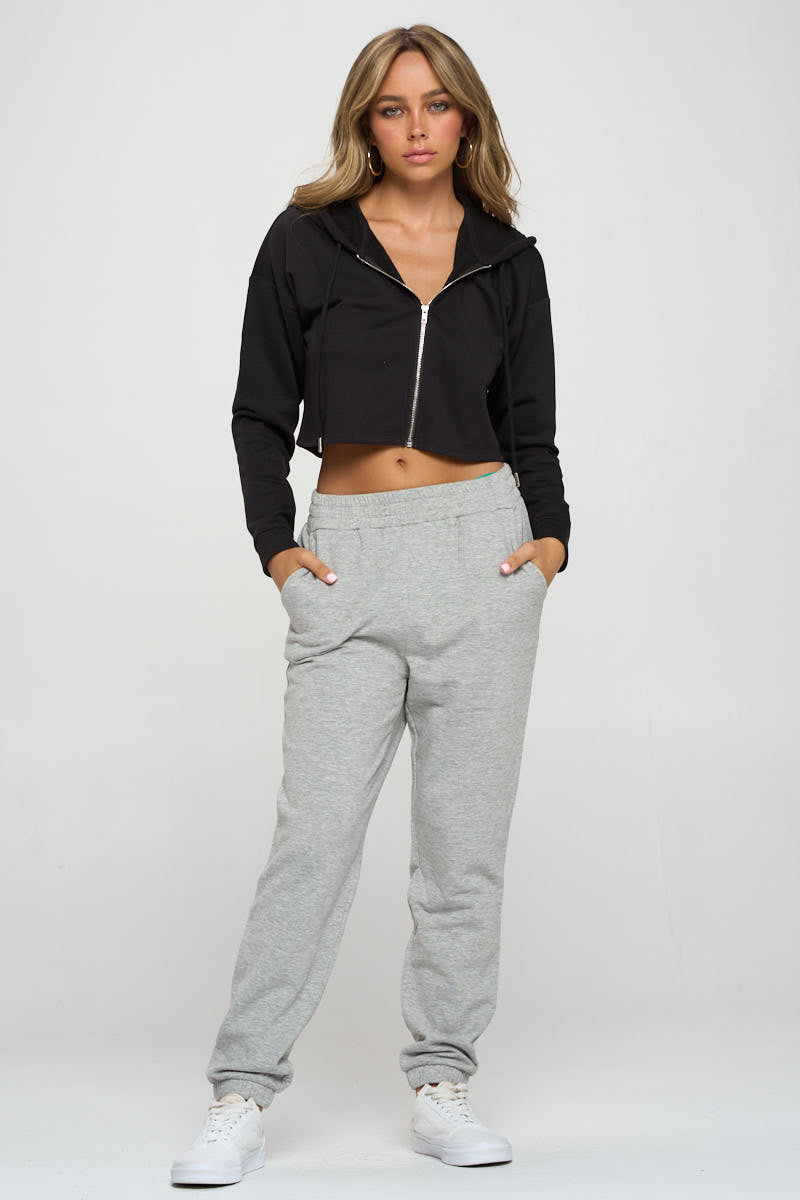 Zip-Up Hoodie Crop Jacket