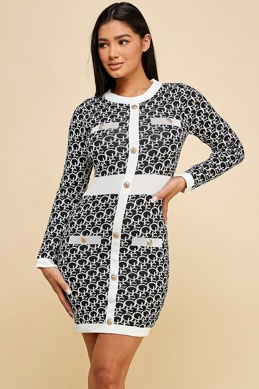 bella long sleeve textured knit dress Vestido Suter Bella Off Shoulder - Negro