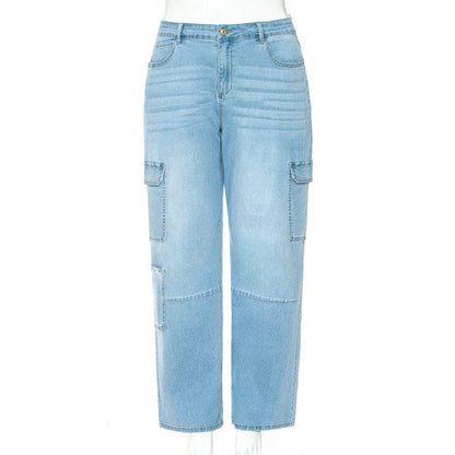 PLUS CARGO POCKET JEAN WITH KNEE CUTLINE