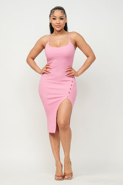 TANK SNAP SIDE MIDI DRESS