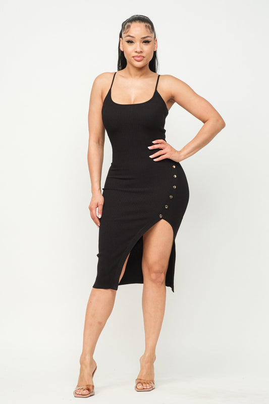 TANK SNAP SIDE MIDI DRESS