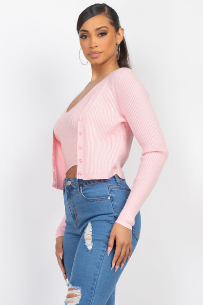 Crop Tank Top & Cardigan Sweater Set