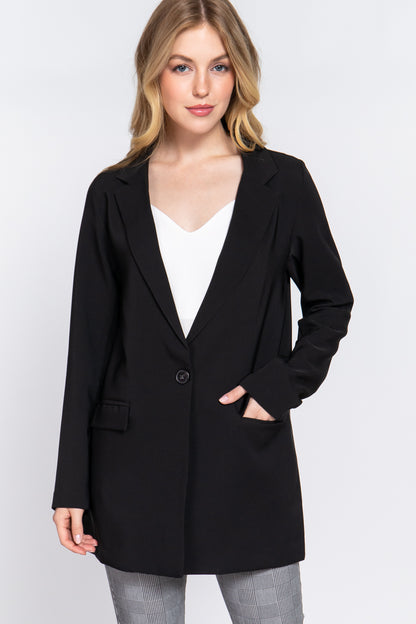 LONG SLV NOTCHED TUNIC BLAZER