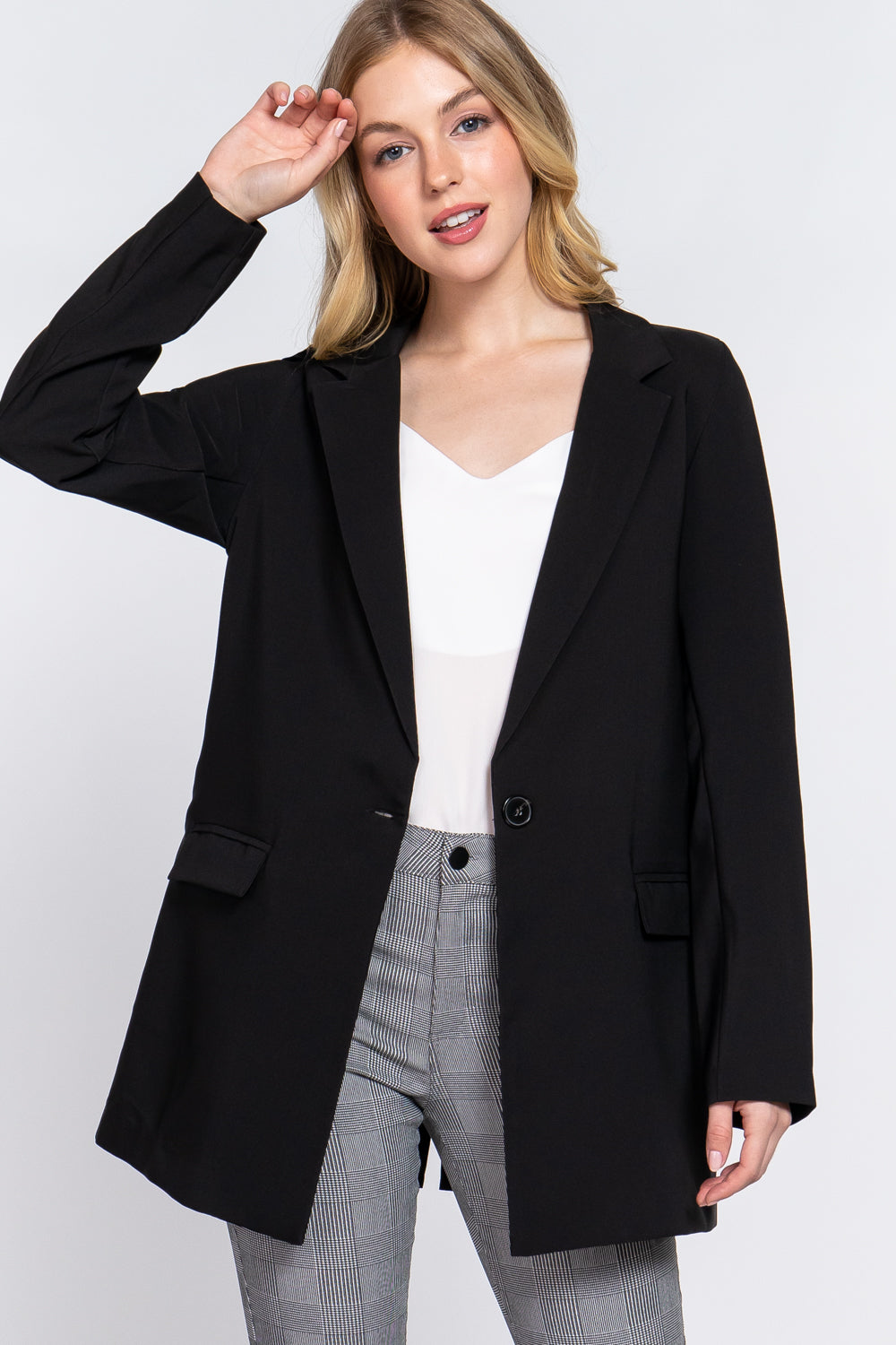 LONG SLV NOTCHED TUNIC BLAZER