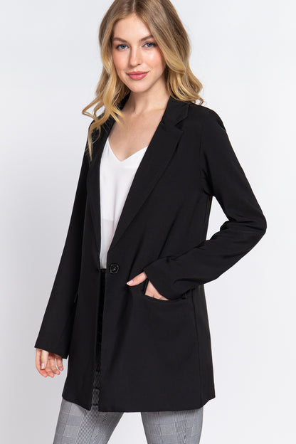 LONG SLV NOTCHED TUNIC BLAZER