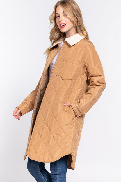 LONG SLV QUILTED PUFFER LONG JACKET