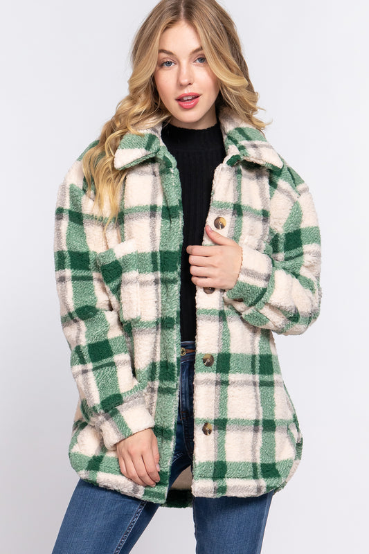 LONG SLV OVERSIZE FAUX FUR JACKET