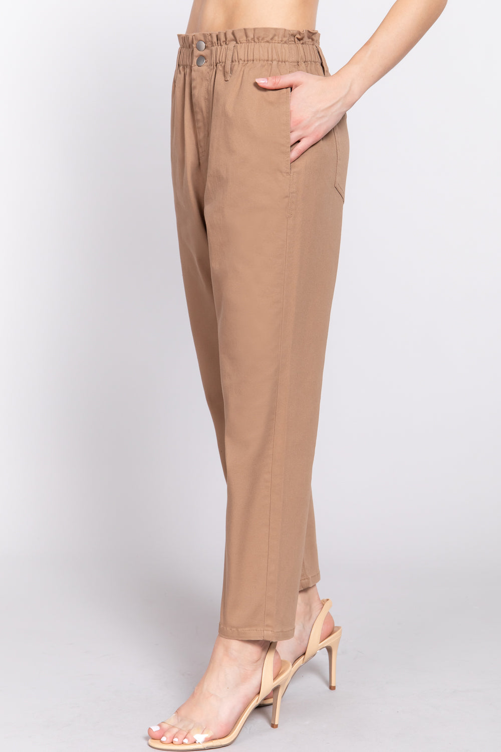 PAPER BAG STRETCH COTTON TWILL PANTS