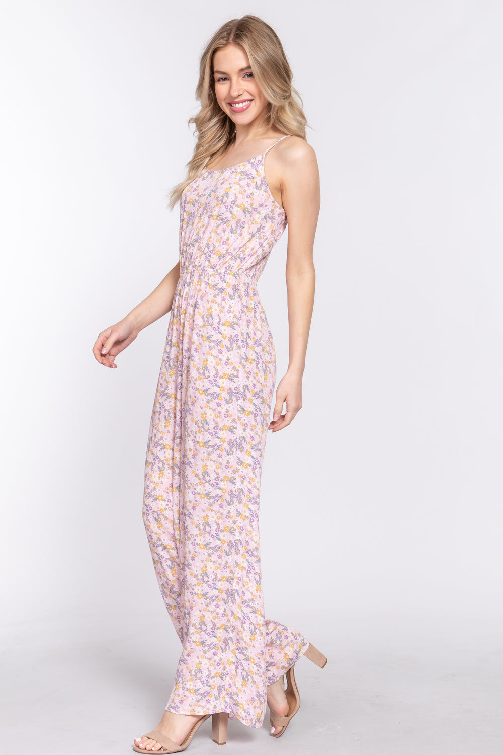 FLORAL PRINT WOVEN CAMI JUMPSUIT