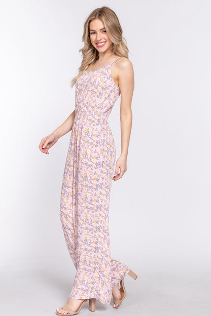 FLORAL PRINT WOVEN CAMI JUMPSUIT