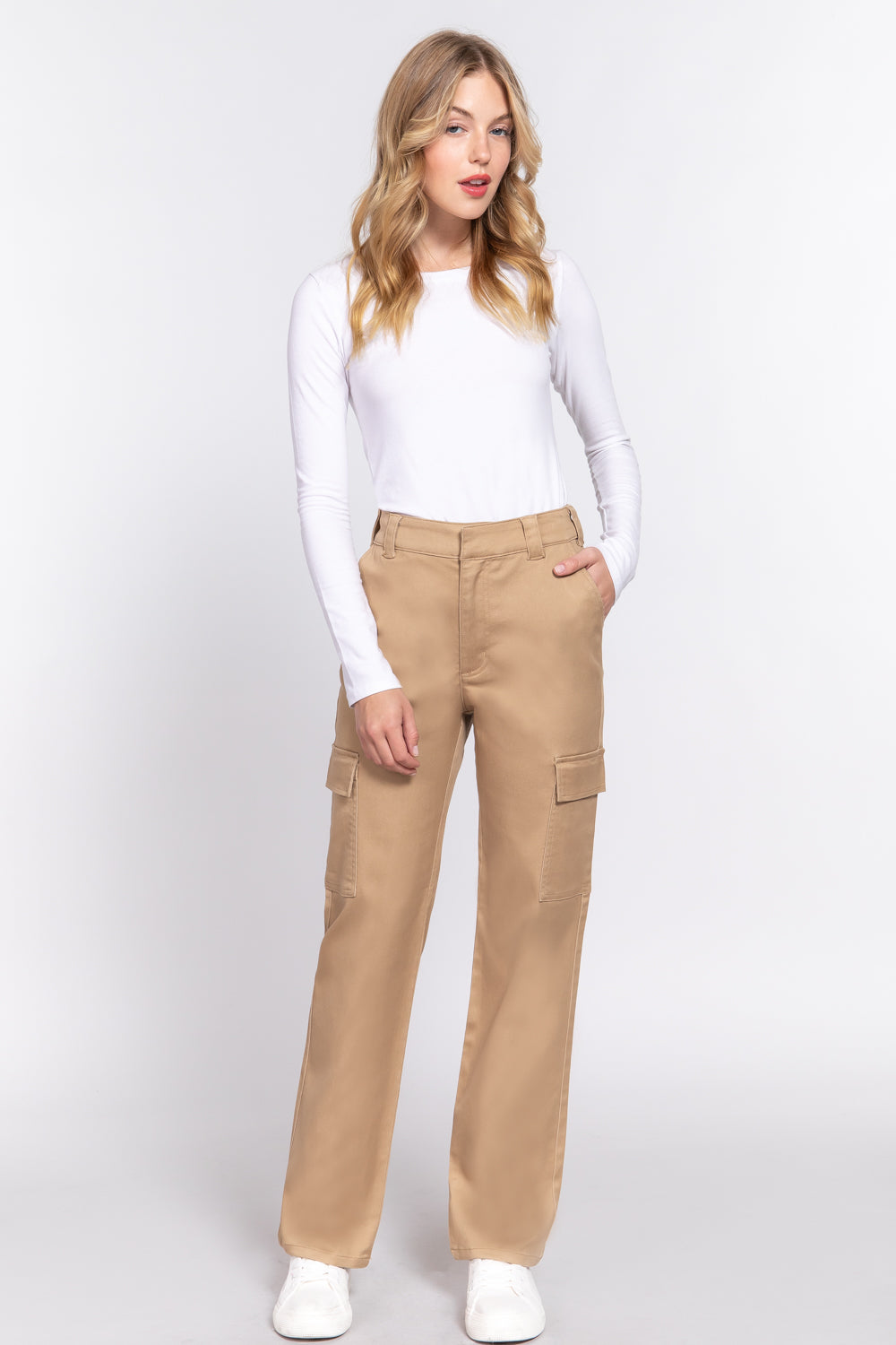 SIDE POCKETS STRAIGHT FIT LONG PANTS