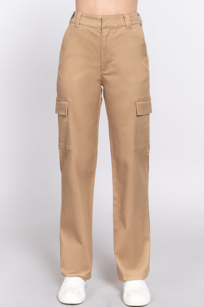 SIDE POCKETS STRAIGHT FIT LONG PANTS