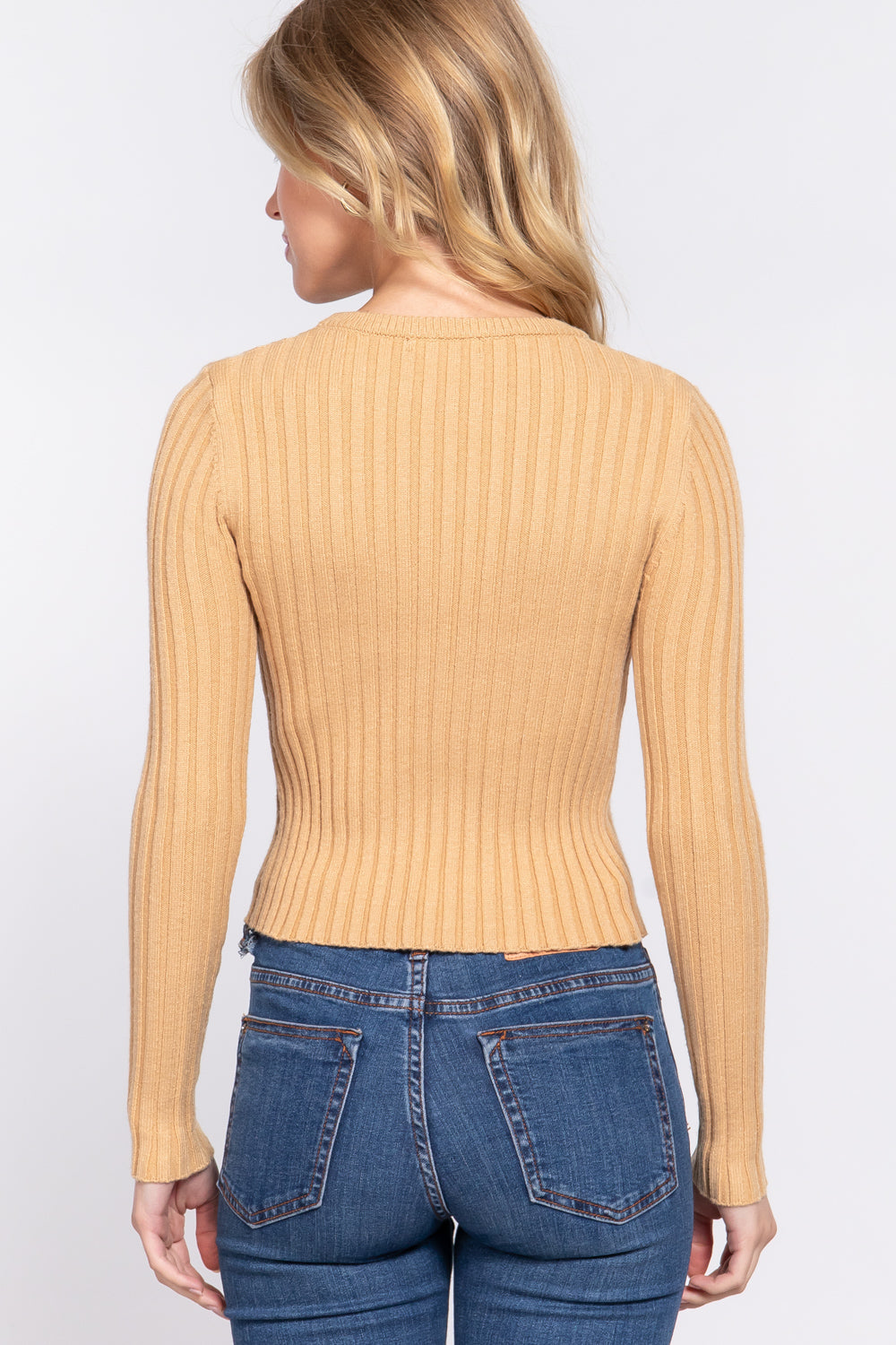 LONG SLV CREW NECK RIB SWEATER