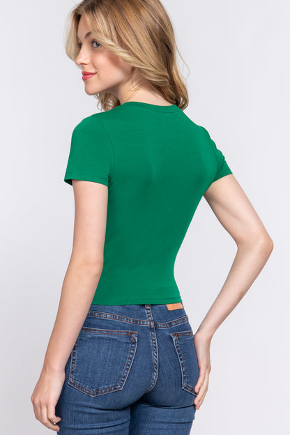 SHORT SLEEVE CREW NECK CROP TOP