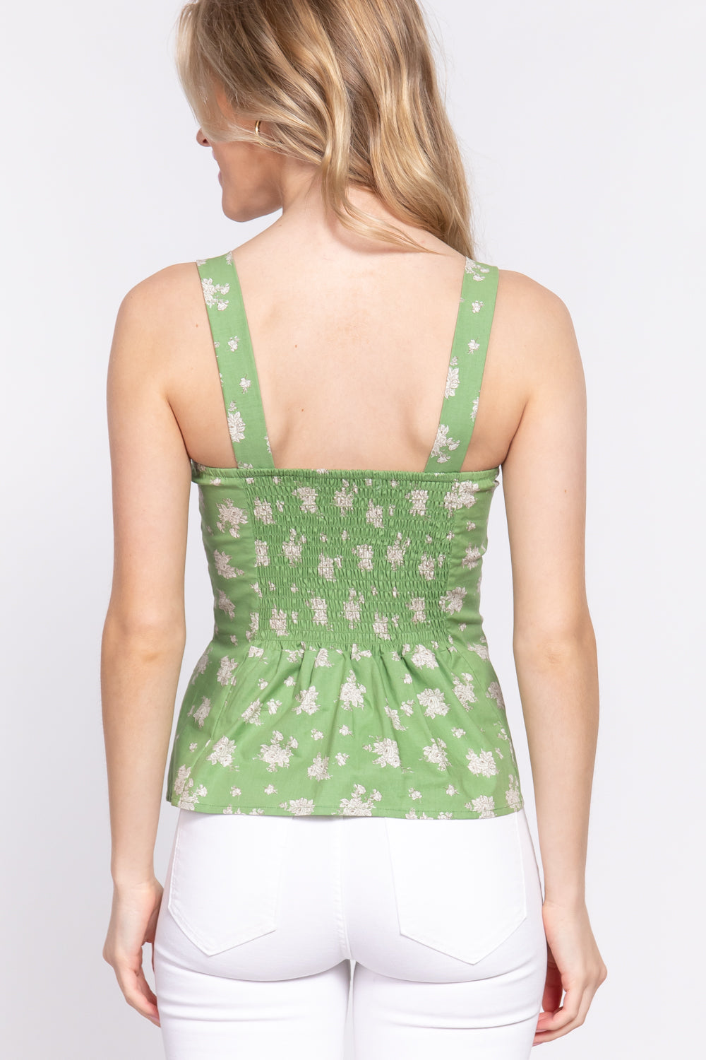 PRINT POPLIN BUSTIER ZIPPER TOP