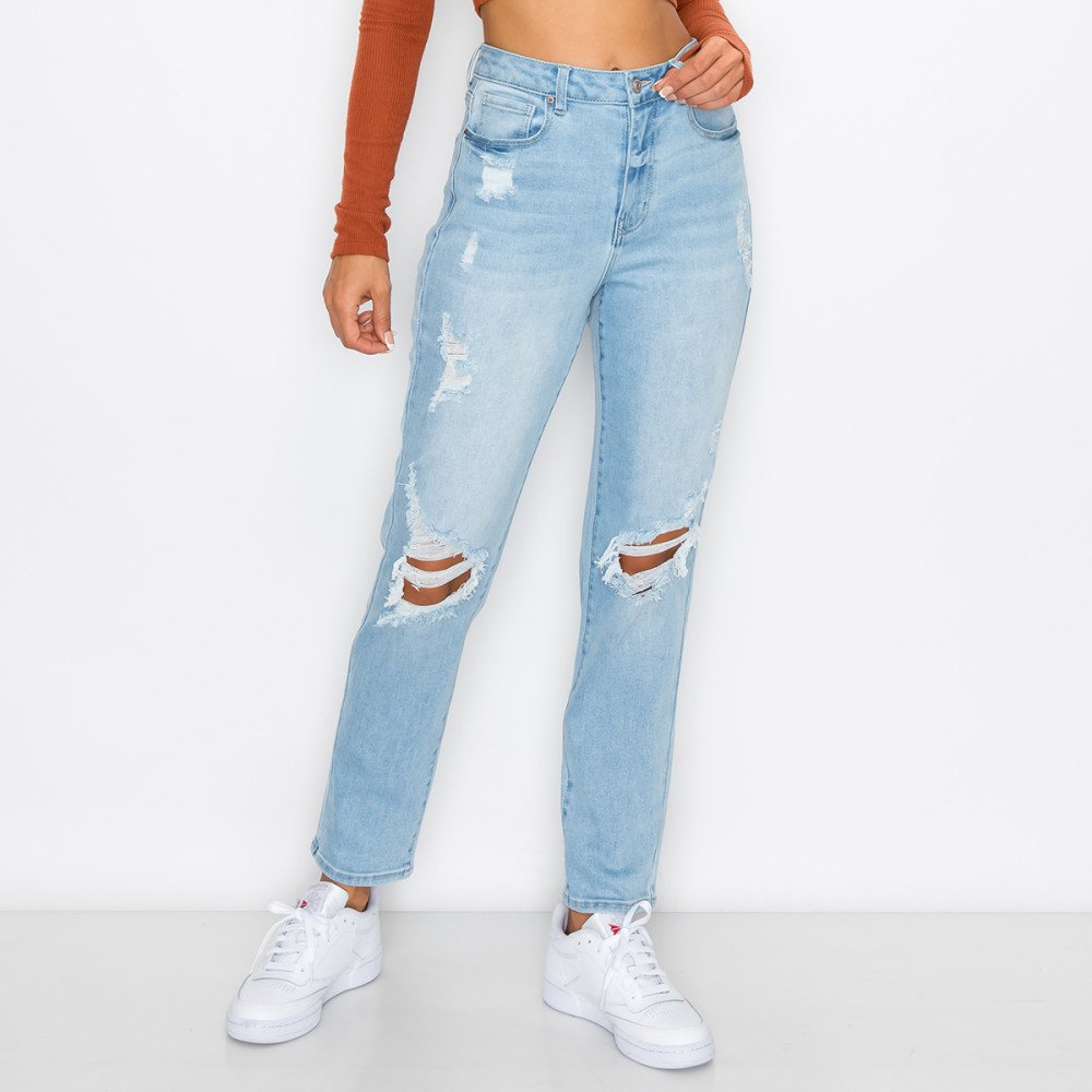 RIPPED KNEES MOM JEANS