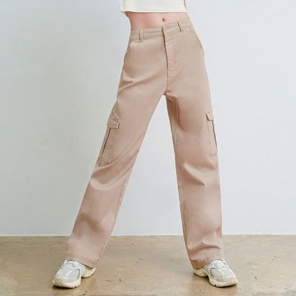 TWILL WIDE LEG CARGO PANTS