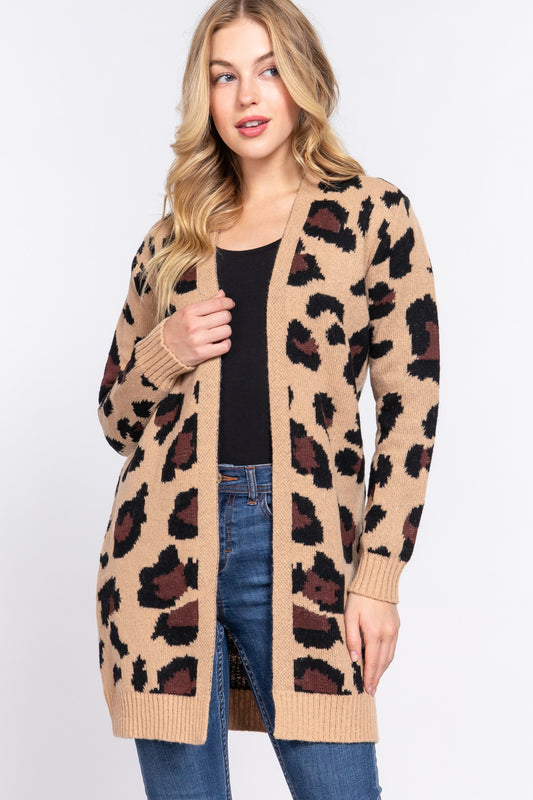 ANIMAL PRINT JACQUARD SWEATER CARDIGAN