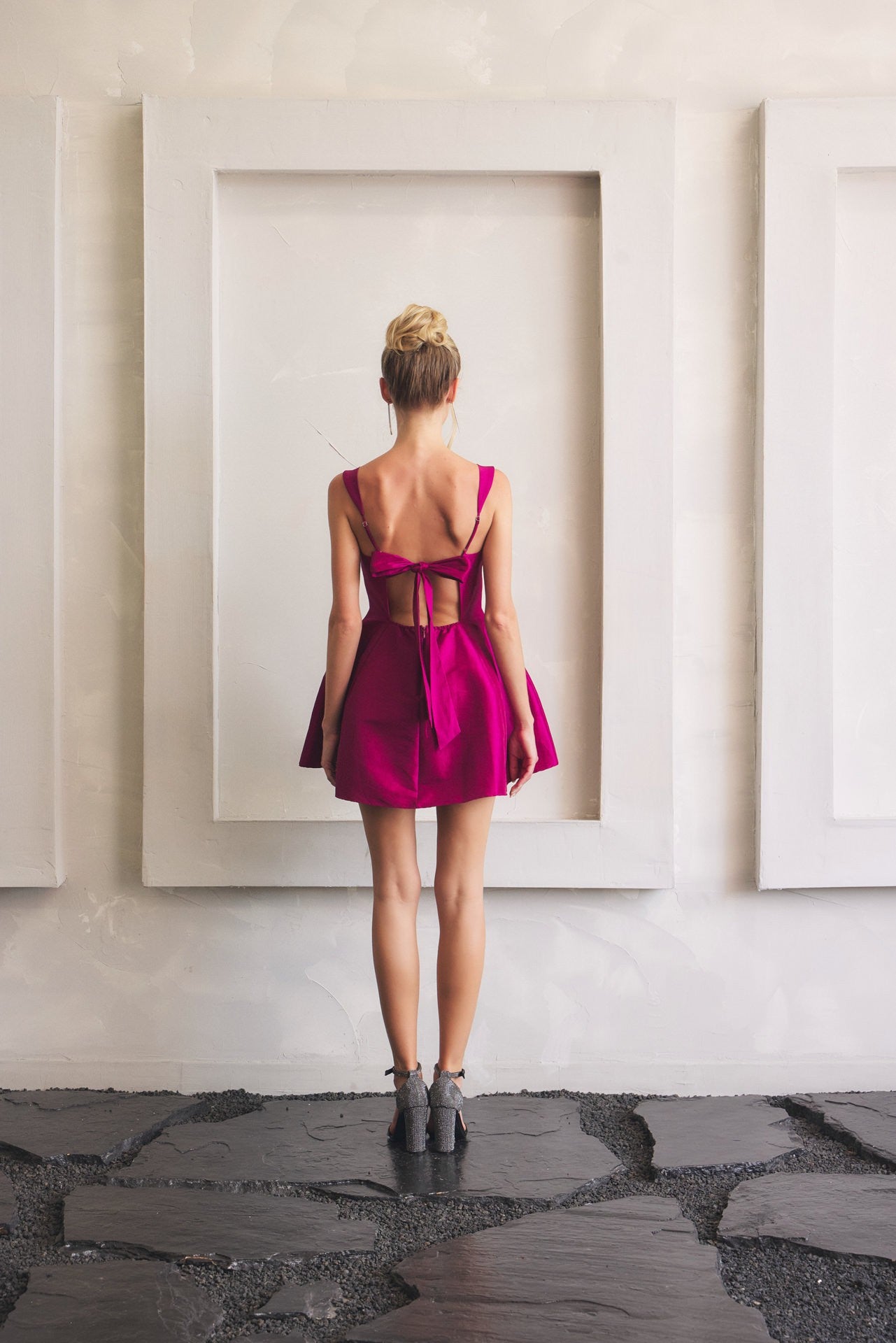Tie Back Cutout Detail Skater Mini Dress