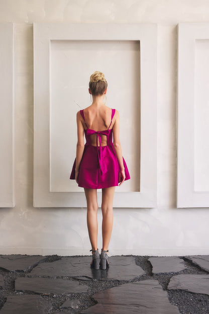 Tie Back Cutout Detail Skater Mini Dress