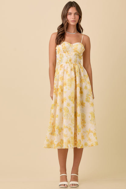 Bustier Corset Midi Floral Summer Dress