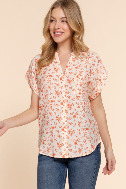 DOLMAN SLV PRINT WOVEN TOP