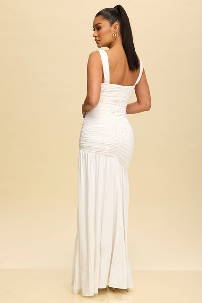 Solid Jersey Ruched Maxi Dress