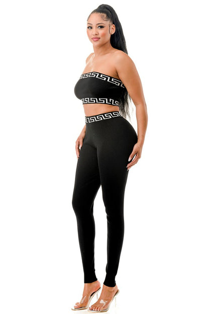 MONOGRAM CROP TOP WITH PANTS SET