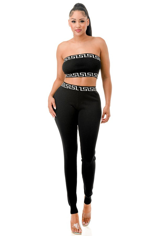 MONOGRAM CROP TOP WITH PANTS SET