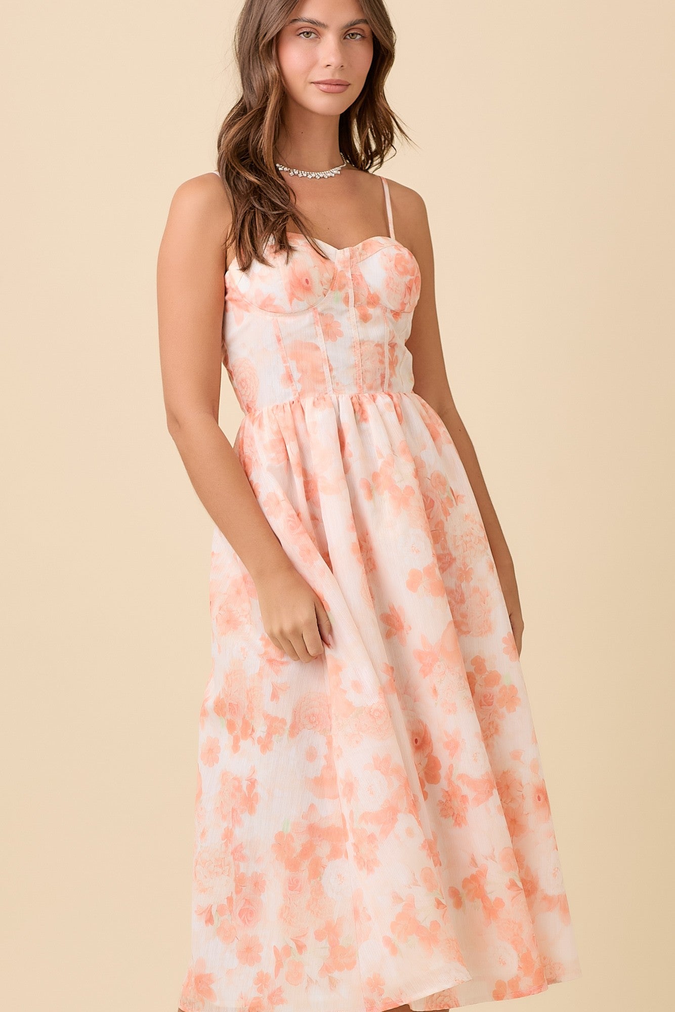 Bustier Corset Midi Floral Summer Dress