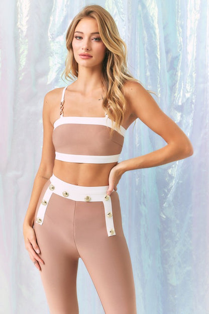 BANDAGE CROP TOP AND FLARE PANTS SET