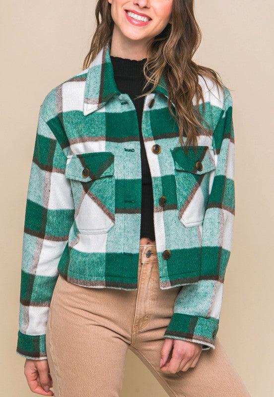 Yarn Dyed Plaid Button Up Jacket