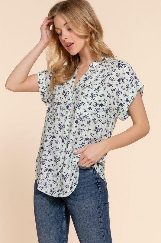 DOLMAN SLV PRINT WOVEN TOP