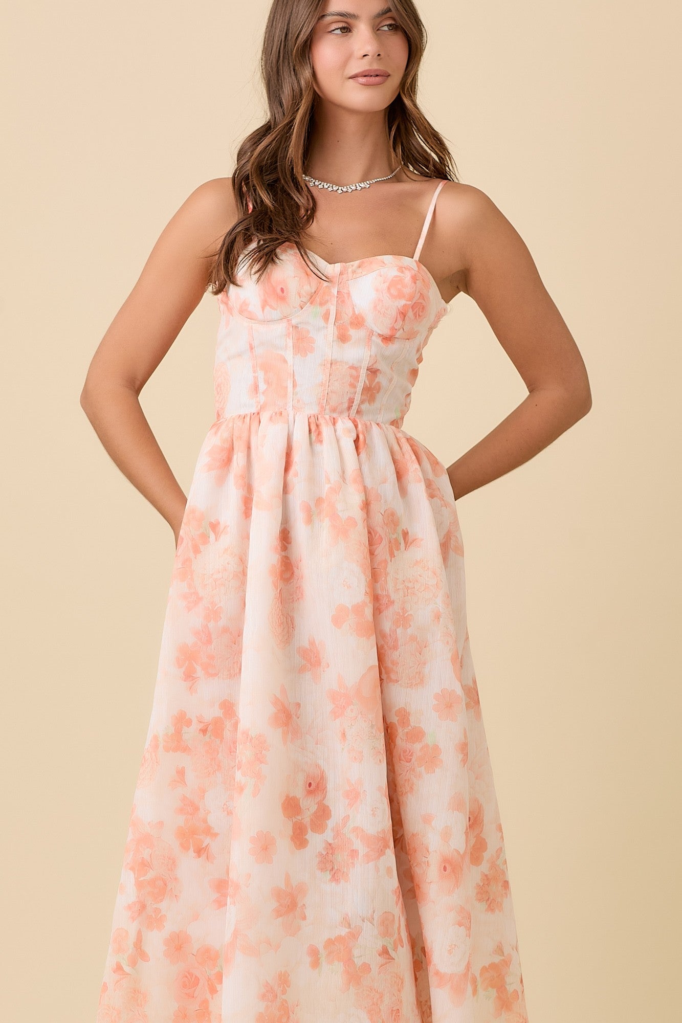 Bustier Corset Midi Floral Summer Dress