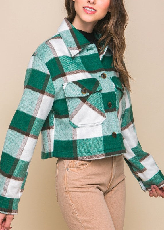 Yarn Dyed Plaid Button Up Jacket