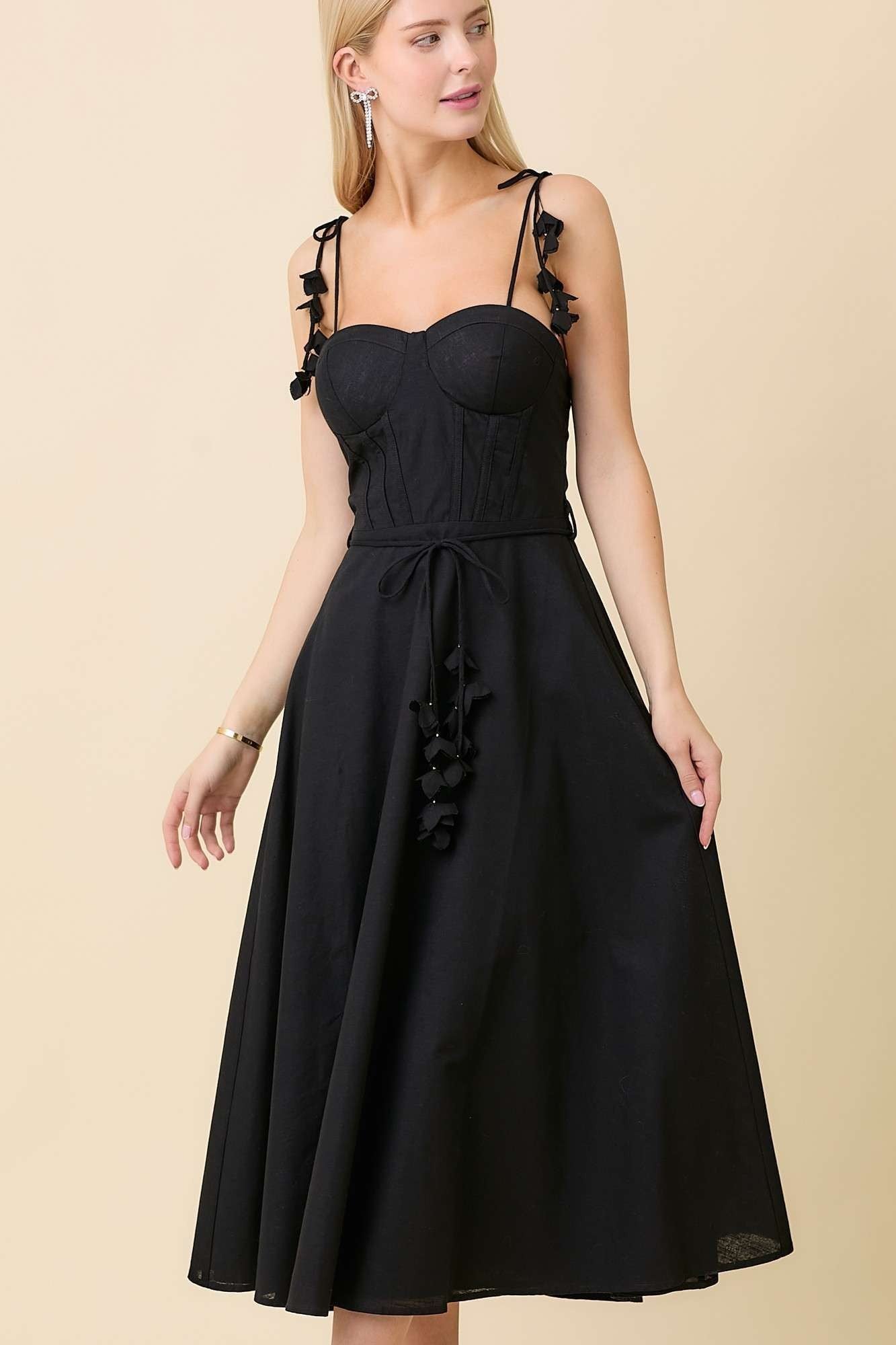 Self Tie Belt Flare Summer Midi Dress Bella Chica Self Tie Belt Flare Summer Midi Dress Bella Chica