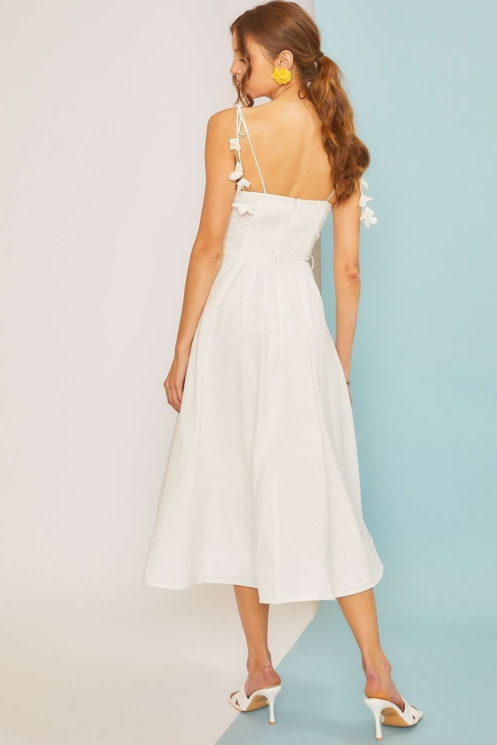 Self Tie Belt Flare Summer Midi Dress Bella Chica Self Tie Belt Flare Summer Midi Dress Bella Chica