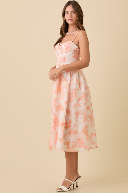 Bustier Corset Midi Floral Summer Dress