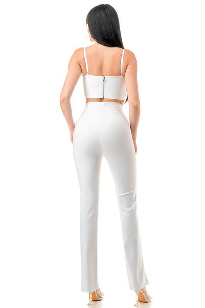 BANDAGE CROP TOP AND PANTS SET