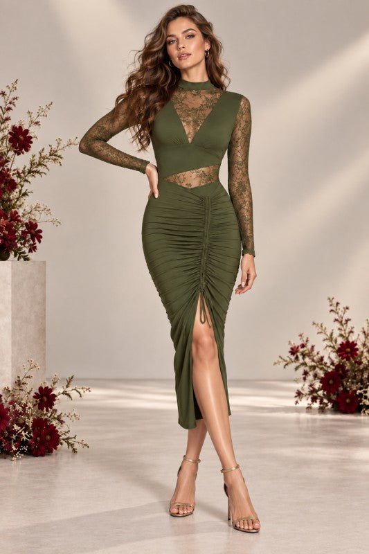 DIVA LACE DETAILED MIDI PARTY DRESS