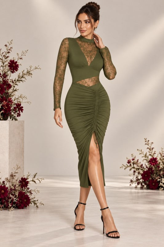 DIVA LACE DETAILED MIDI PARTY DRESS